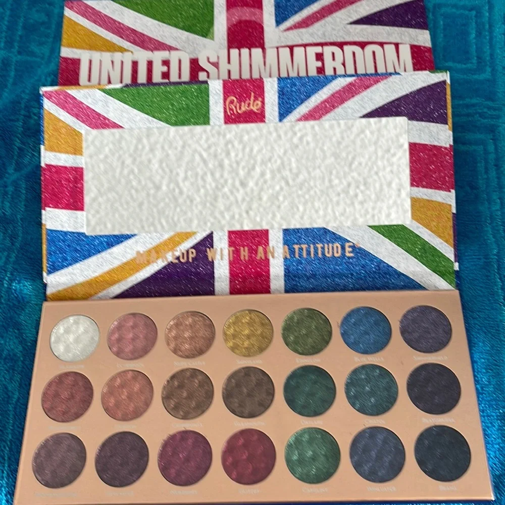 New Rude United Shimmerdom 21 Shades of Glittery Eyeshadow pallet - RARE Shades - Picture 1 of 3